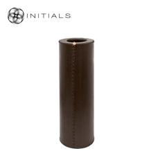 Stand Tower Leather Snake Round Brown